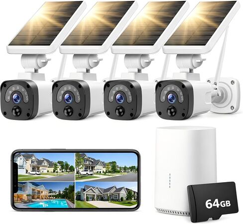 Camcamp Solar Security Cameras Wireless Outdoor, 4-Camera 2.5K, SD Card in Saudi Arabia