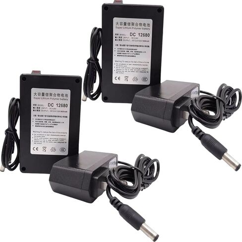 DC12680 12.6V 6800mAh Rechargeable Battery with Charger for CCTV Alarm Systems Camera, Walkie-talkies, Camcorders and Led Power Supply, 2PCS in Kuwait