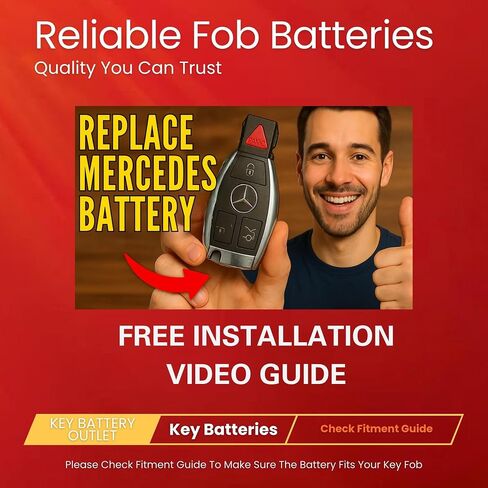 Key Fob Replacement Batteries for Mercedes-Benz CR2025 (2 pack) C-Class, E-Class, ML S-Class, Sprinter, GLC, GL, CLA, CLK, GLE, GLA, SLK, SL, CLS, GLS, R, C300, E350, ML350, C280 - Check Fitment Guide in Kuwait