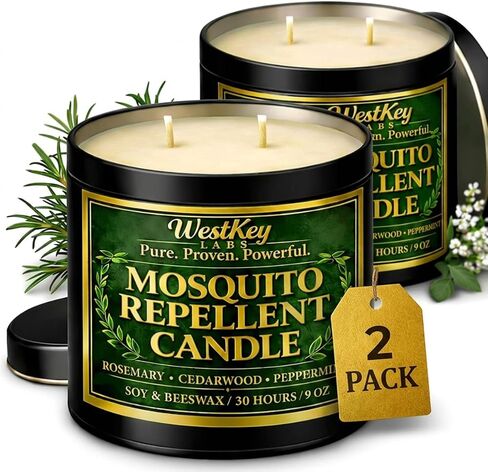 Mosquito Candles for Outside, 2 Pack 9 oz Mosquito Repellent Candles for Patio, Backyard, Porch, Camping & Outdoor Living, Citronella, DEET Free in Saudi Arabia