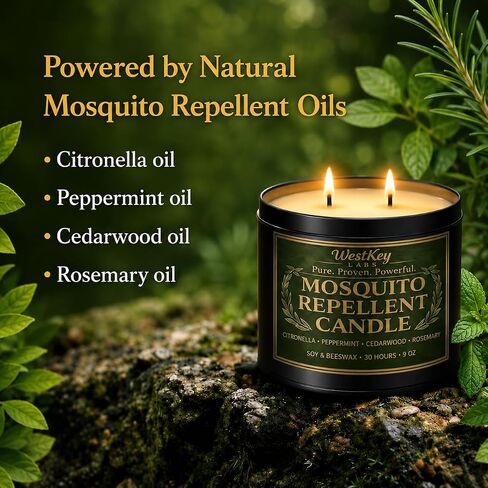 Mosquito Candles for Outside, 2 Pack 9 oz Mosquito Repellent Candles for Patio, Backyard, Porch, Camping & Outdoor Living, Citronella, DEET Free in Saudi Arabia