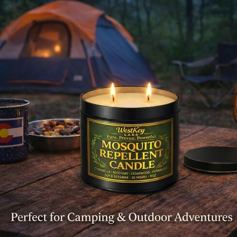 Mosquito Candles for Outside, 2 Pack 9 oz Mosquito Repellent Candles for Patio, Backyard, Porch, Camping & Outdoor Living, Citronella, DEET Free in Saudi Arabia