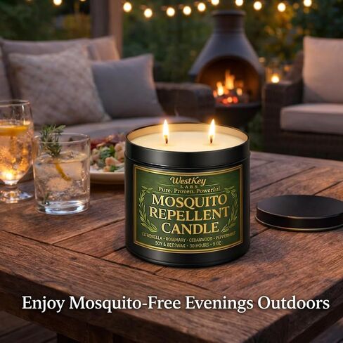 Mosquito Candles for Outside, 2 Pack 9 oz Mosquito Repellent Candles for Patio, Backyard, Porch, Camping & Outdoor Living, Citronella, DEET Free in Saudi Arabia