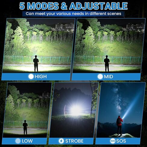 Rechargeable High Power LED Flashlight, 99,000 High Lumens Super Bright Flashlight, 5 Modes IPX6 Waterproof Handheld Flashlights for Home Emergency Camping Hiking（2 Pack） in Kuwait