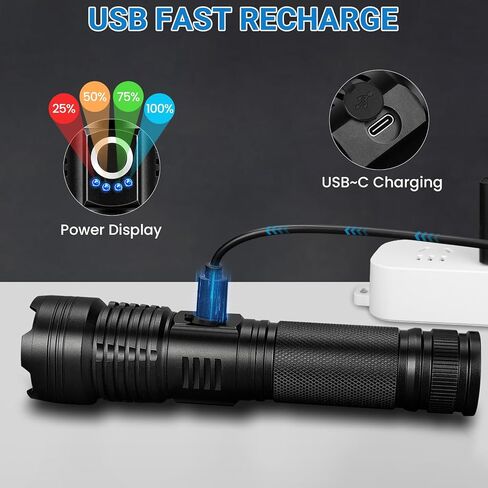 Rechargeable High Power LED Flashlight, 99,000 High Lumens Super Bright Flashlight, 5 Modes IPX6 Waterproof Handheld Flashlights for Home Emergency Camping Hiking（2 Pack） in Kuwait