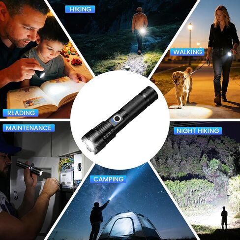 Rechargeable High Power LED Flashlight, 99,000 High Lumens Super Bright Flashlight, 5 Modes IPX6 Waterproof Handheld Flashlights for Home Emergency Camping Hiking（2 Pack） in Kuwait