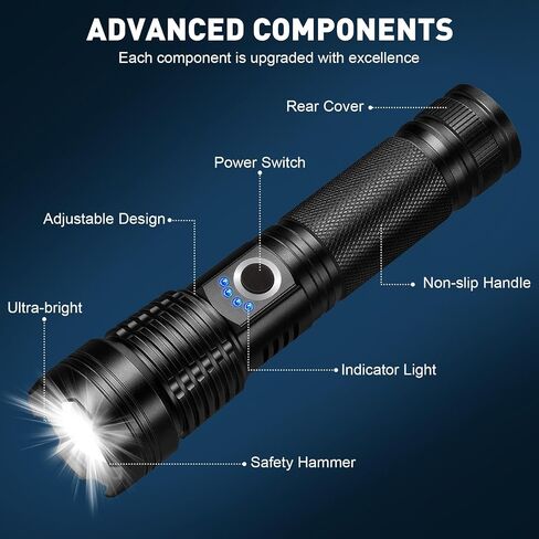 Rechargeable High Power LED Flashlight, 99,000 High Lumens Super Bright Flashlight, 5 Modes IPX6 Waterproof Handheld Flashlights for Home Emergency Camping Hiking（2 Pack） in Kuwait