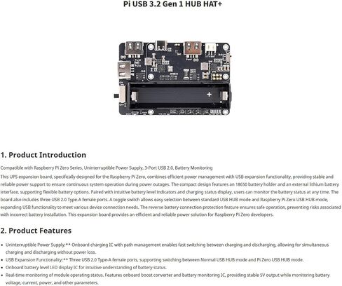 UPS Board for Pi Zero w/ 3-Port USB Hub | Uninterruptible Power Backup to Keep Your Pi Zero Running in Kuwait