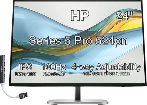 HP Series 5 Pro 24" 100Hz WUXGA IPS Monitor Adjustable Tilt, Swivel, Pivot in Kuwait