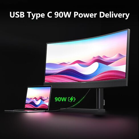 INNOCN 34 Inch Curved Ultrawide Gaming Monitor Mini LED 3440 x 1440p 165Hz PC Computer Gaming Monitor, USB Type C Power Delivery, HDMI, DP, Stereo Speakers, Charger Pad, Black in Kuwait