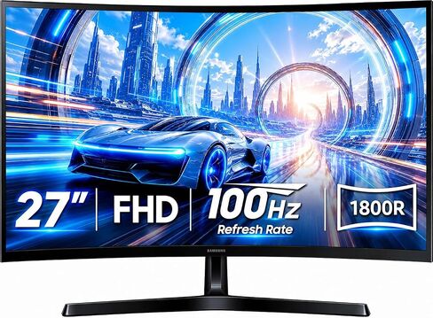 Samsung 27" Essential S3 (S36GD) Series FHD 1800R Curved Computer Monitor | Advanced Eye Comfort | 100 Hz | Game Mode | HDMI and D-sub Ports in Kuwait