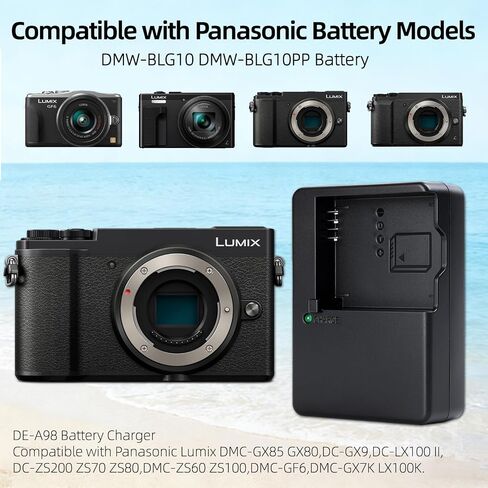 DMW-BLG10 DMW-BLG10PP DMW-BLE9 Battery Charger Compatible with Panasonic Lumix G100 GX9 GX85 GX80 GX7 LX100 II ZS100 ZS200 ZS300 ZS90 ZS70 Camera, Replacement for DE-A98 Charger in Kuwait