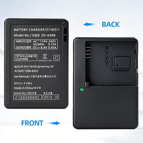 DMW-BLG10 DMW-BLG10PP DMW-BLE9 Battery Charger Compatible with Panasonic Lumix G100 GX9 GX85 GX80 GX7 LX100 II ZS100 ZS200 ZS300 ZS90 ZS70 Camera, Replacement for DE-A98 Charger in Kuwait