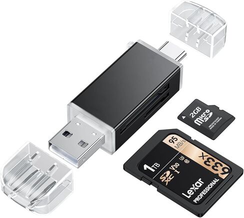 SD Card Reader USB C, Dual Slots USB 2.0 Type C to Micro SD Card Adapter, Memory Card Reader for MicroSD, SDHC, SDXC, Compatible with Laptop, PC, iPhone17/16, iPad Pro, Android in Kuwait