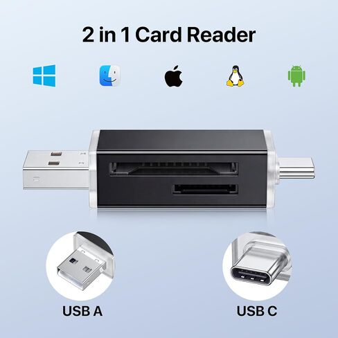 SD Card Reader USB C, Dual Slots USB 2.0 Type C to Micro SD Card Adapter, Memory Card Reader for MicroSD, SDHC, SDXC, Compatible with Laptop, PC, iPhone17/16, iPad Pro, Android in Kuwait