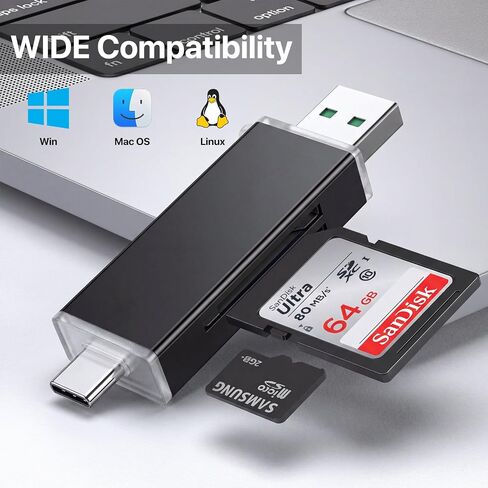 SD Card Reader USB C, Dual Slots USB 2.0 Type C to Micro SD Card Adapter, Memory Card Reader for MicroSD, SDHC, SDXC, Compatible with Laptop, PC, iPhone17/16, iPad Pro, Android in Kuwait