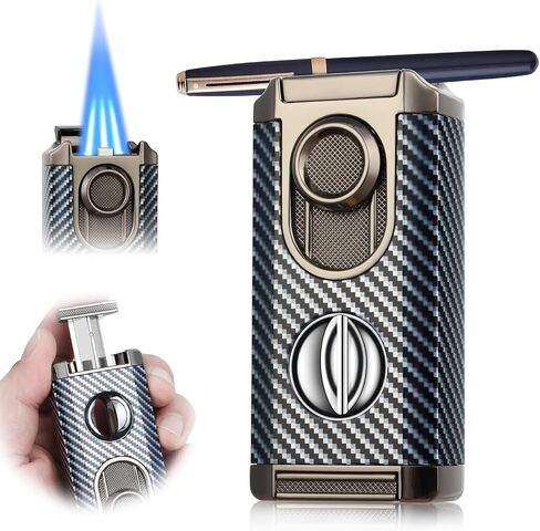 Triple Jet Torch Lighter with Cutter and Holder, Mahogany in Kuwait