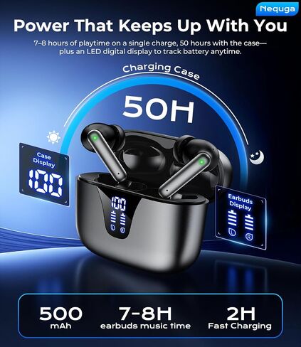 Wireless Earbuds, Bluetooth 5.4 Bluetooth Headphones, 48H Playtime Ear Bud in Kuwait