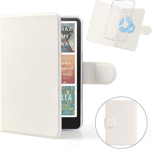 MOROCK Magnetic Detachable Book Cover Case for 7" Kindle Paperwhite and Colorsoft Signature Edition(12th Gen. 2024), PU Leather and PC Clear Back Cover with Magnetic Clasp, Khaki Leopard Print in Kuwait
