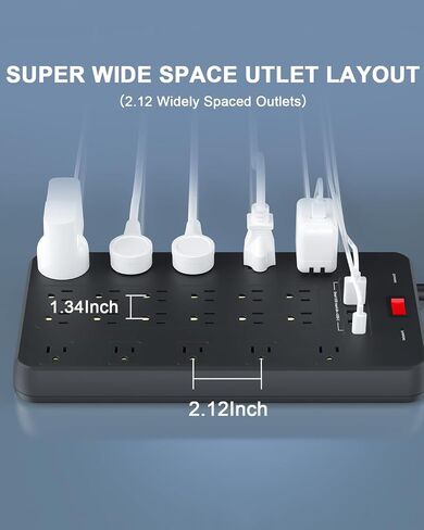 FDTEK 20 amp Power Strip Surge Protector Heavy Duty 22 Outlets 6 FT Cord in Saudi Arabia