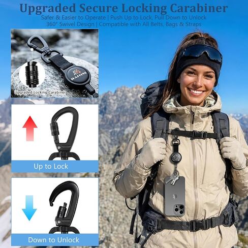 Anti-Theft Phone Tether with Retractable Steel Lanyard & Locking Carabiner in Kuwait