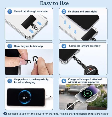 Anti-Theft Phone Tether with Retractable Steel Lanyard & Locking Carabiner in Kuwait