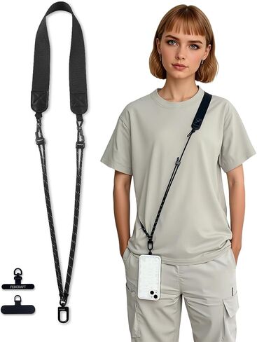 cell Phone Lanyard Crossbody,Adjustable and Comfortable iphone Strap for Travel, Outdoor, and Daily Use, Universal Fit for Men and Women (BLACK) in Saudi Arabia