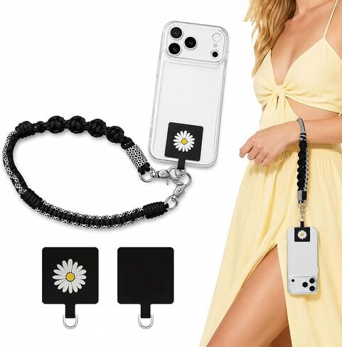 CYD Nylon Braided Phone Strap, Handmade Adjustable Crossbody Lanyard for Women with Patch in Saudi Arabia