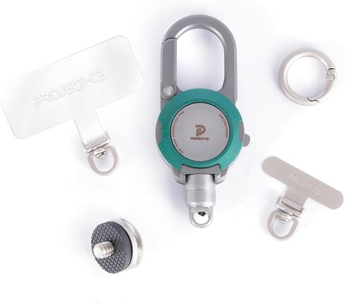 Retractable Reel with Phone Tether Tabs, Magnetic Aluminum Cord Reel for Phone & Pocket 3, Outdoor Gear, ID Badge, Key Holder (Silver) in Kuwait