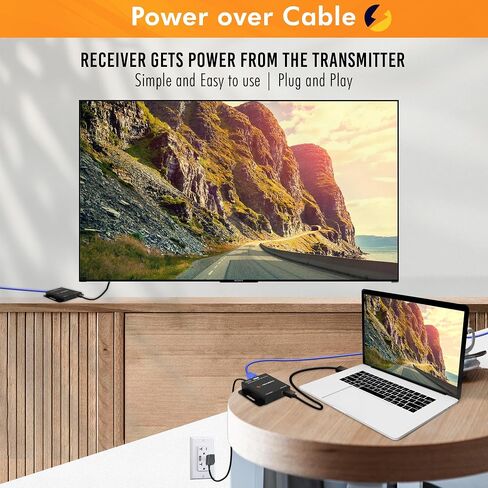 J-Tech Digital HDMI Extender Over Single Ethernet Cat5e/6/7 1080P Up to 1080P 160ft Support PoC 3D Digital Audio, Works with Laptop Desktop, Transmitter and Receiver [JTECH-EX2] in Kuwait
