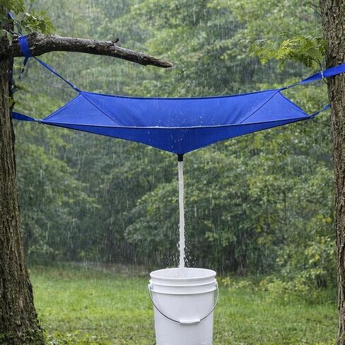 Rainwater Collection System with Hose, Portable Outdoor Rainwater Harvesting Funnel, Water Storage Bag, Reusable Rain Catcher, Water Diverter for Lawn Outdoor Backyard Garden Balcony Camping in Kuwait
