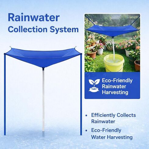 Rainwater Collection System with Hose, Portable Outdoor Rainwater Harvesting Funnel, Water Storage Bag, Reusable Rain Catcher, Water Diverter for Lawn Outdoor Backyard Garden Balcony Camping in Kuwait