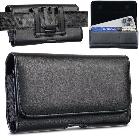 Cell Phone Holster Holder Belt Clip Case Pouch Compatible with Samsung Galaxy A16 5G, A15 5G, A35 A25, S25 Ultra, S25 Plus, S23 Fe, Motorola G85 5G G14 G54 G84, G Stylus 5G 2024 (Black, Large) in Kuwait