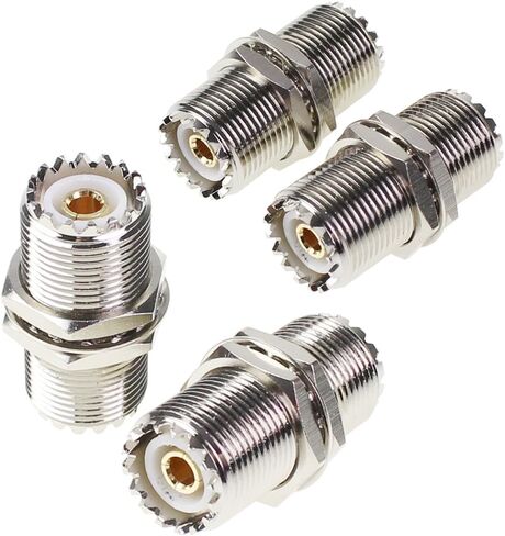 exgoofit UHF Connector Female Nut Bulkhead Panel Mount to SO239 Jack Coaxial Coax Cable Adapter Plug for PL-259 (Pack 4Pcs) in Kuwait
