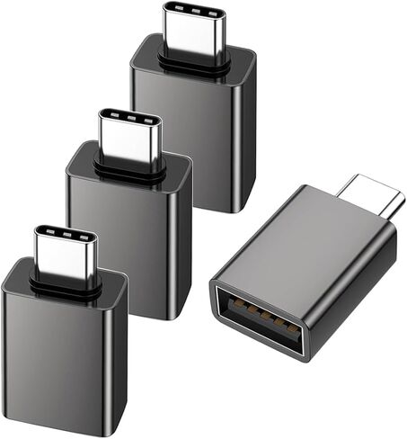 USB C to USB Adapter 4Pack, USB 3.2 Female to Thunderbolt 4/3 Adapter Compatible with MacBook Pro Air 2026, Surface, iPad, iPhone, Galaxy Notebook, XPS and More Type C Devices, Space Grey in Kuwait