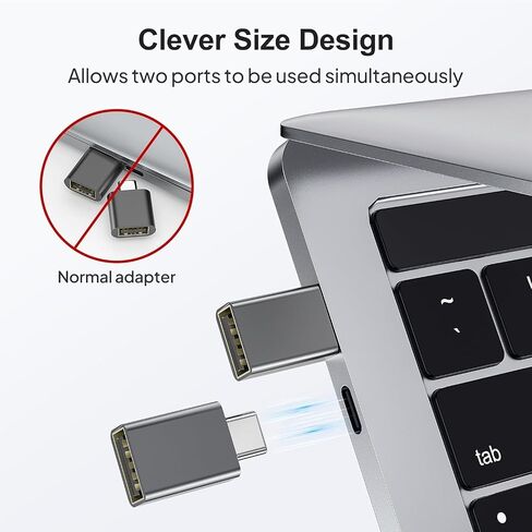 USB C to USB Adapter 4Pack, USB 3.2 Female to Thunderbolt 4/3 Adapter Compatible with MacBook Pro Air 2026, Surface, iPad, iPhone, Galaxy Notebook, XPS and More Type C Devices, Space Grey in Kuwait