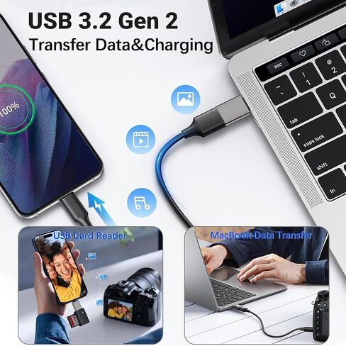 USB C to USB Adapter 4Pack, USB 3.2 Female to Thunderbolt 4/3 Adapter Compatible with MacBook Pro Air 2026, Surface, iPad, iPhone, Galaxy Notebook, XPS and More Type C Devices, Space Grey in Kuwait