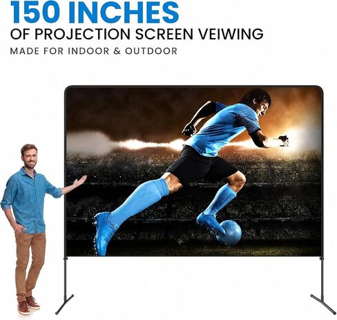Adjustable Height Projector Screen - 180 Inch Indoor & Outdoor Projector Screen with Carry Bag for Office and Home Theater Portable Projection Screen in Saudi Arabia