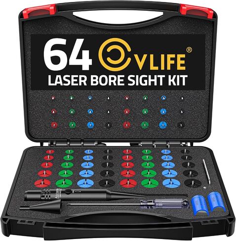 CVLIFE Laser Bore Sight Kit with 64 Adapters fit 0.17 to 12GA Calibers in Kuwait