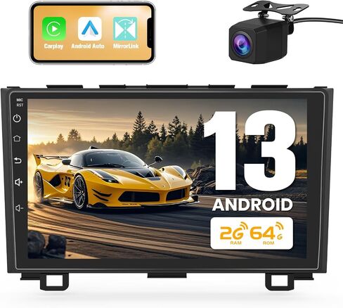 2G+64G Car Radio Stereo for Honda CRV 2007-2011 9 Inch Android 13Head Unit Touchscreen with Wireless CarPlay Android Auto Bluetooth GPS Navigation with Rear Camera (C) in Kuwait