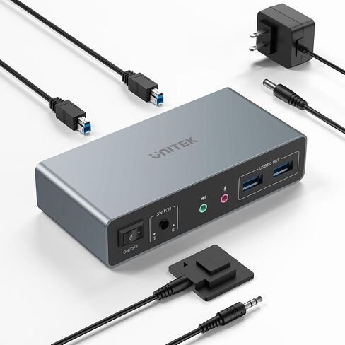 Unitek KVM Switch 2 Monitors 2 Computers HDMI Displayport Dual Monitor 2 PC in Kuwait