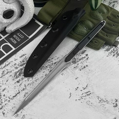 HUAAO Outdoor Fixed Blade Knife With Kydex Sheath, 440C Stainless Steel&Aluminum Handle,Perfect for Everyday Carry Fishing, Hiking, Camping,Birthday Gift for Men in Kuwait