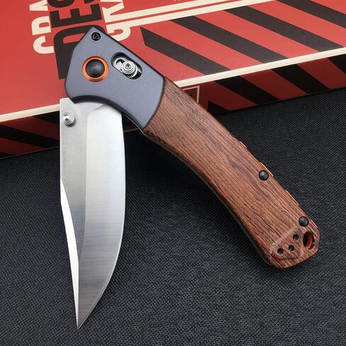 HUAAO Everyday Carry Foldable Knife with 3.7’’ D2 Steel Blade Wood Handle, EDC Manual Open Folding Pocket Knife with Thumb Stud, Belt Clip for Camping in Kuwait