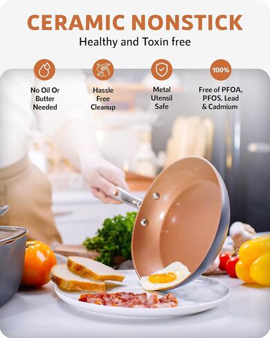 Gotham Steel Hard Anodized Pots and Pans Premium Cookware Set with Ultimate Nonstick Ceramic & Titanium Coating, Oven and Dishwasher Safe, Copper in Saudi Arabia