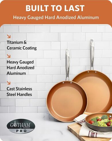 Gotham Steel Hard Anodized Pots and Pans Premium Cookware Set with Ultimate Nonstick Ceramic & Titanium Coating, Oven and Dishwasher Safe, Copper in Saudi Arabia