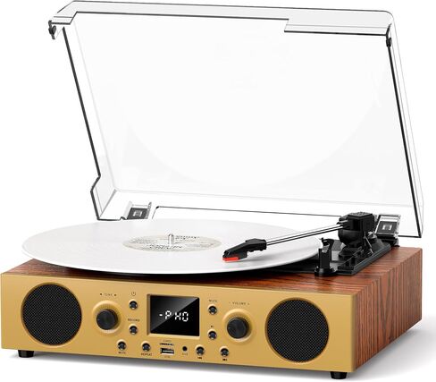 Vintage Walnut Bluetooth Record Player, 3-Speed Turntable in Saudi Arabia