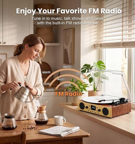 Vintage Walnut Bluetooth Record Player, 3-Speed Turntable in Saudi Arabia