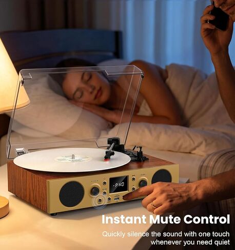 Vintage Walnut Bluetooth Record Player, 3-Speed Turntable in Saudi Arabia