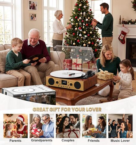Vintage Walnut Bluetooth Record Player, 3-Speed Turntable in Saudi Arabia