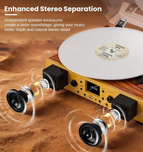 Vintage Walnut Bluetooth Record Player, 3-Speed Turntable in Saudi Arabia